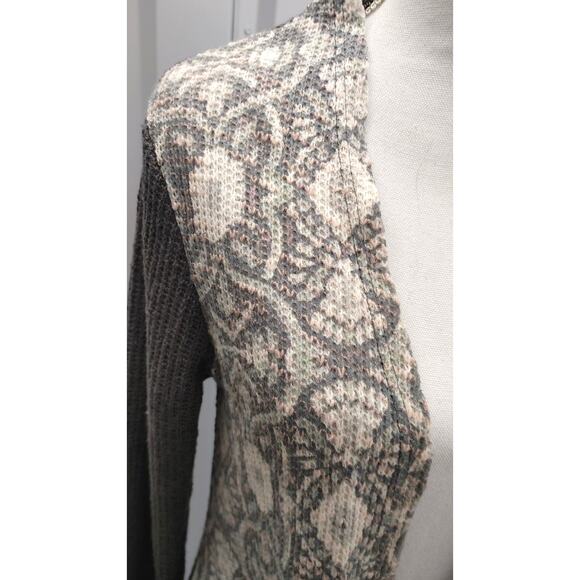 Simply Noelle Cardigan Sweater Long Small Medium 8-10 Geometric Gray - Picture 2 of 5